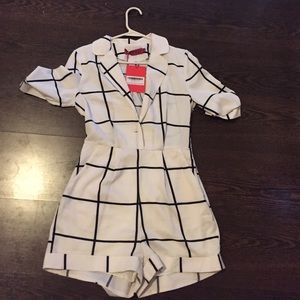 White and black playsuit romper