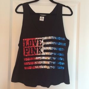 VS Pink American Flag Sparkle Tank