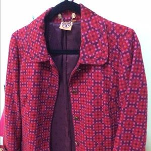 Tory Burch Darrion Slubby Tweed - Red Geometric