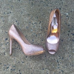 Badgley Mischka Lust II Rose Gold Metallic sz 9.5