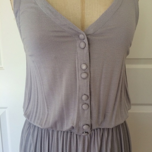 ISABEL LU Grey Jersey Draped Dress FittedWaist MED - Picture 2 of 4
