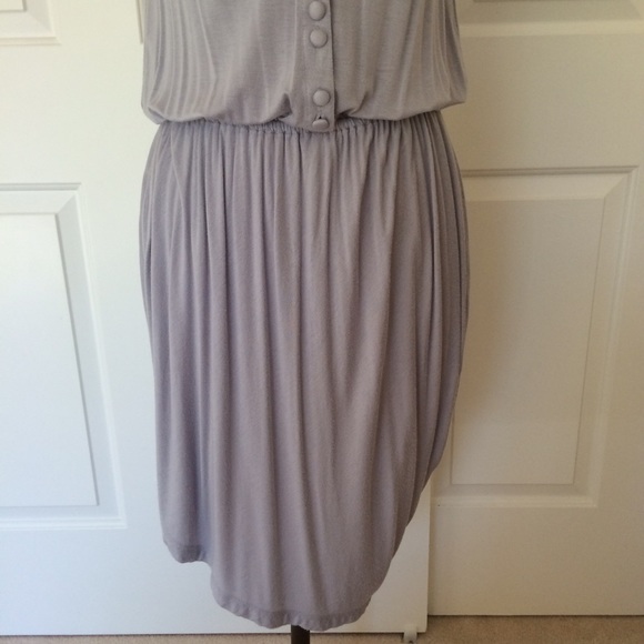 ISABEL LU Grey Jersey Draped Dress FittedWaist MED - Picture 3 of 4