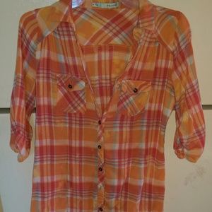 Maurices Button Down plaid blouse.