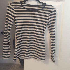 Black and Ivory stripe top