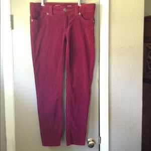 Red corduroy skinny pants