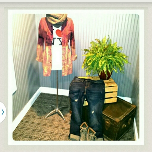 *SOLD*Dip Dye Dyed Distressed Flannel Plaid Ombre