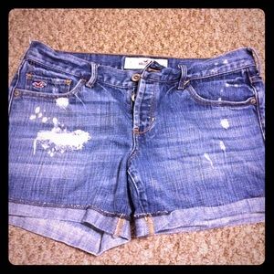 Distressed denim shorts