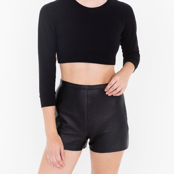 American Apparel Leather Tap Short in Black