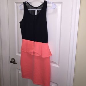 Coral and black dress