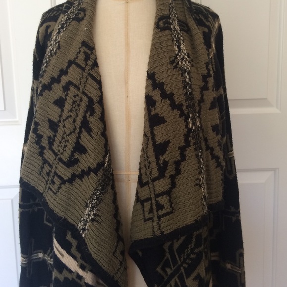ASOS Black/Olive/White Tribal Sweater Sz Large - Picture 2 of 4