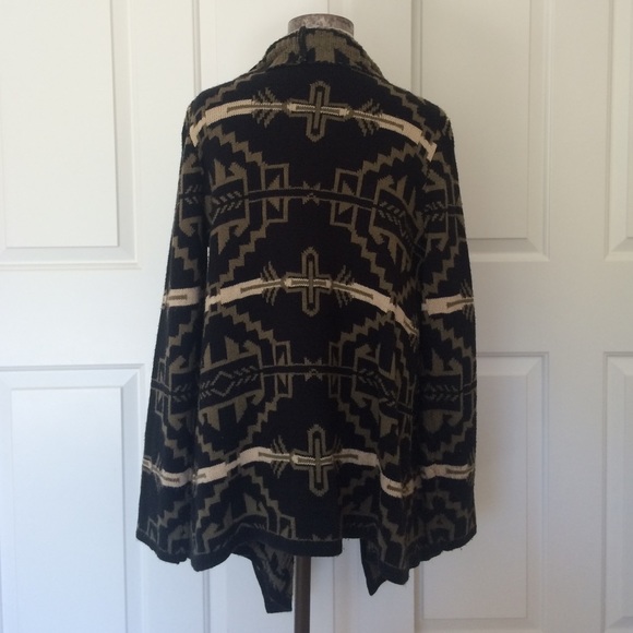 ASOS Black/Olive/White Tribal Sweater Sz Large - Picture 4 of 4