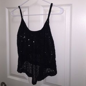 Black sequin crop top