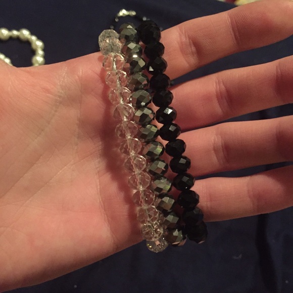 Black, Grey, Clear bracelets!