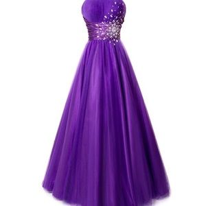 Strapless princess ball gown prom dress with gems