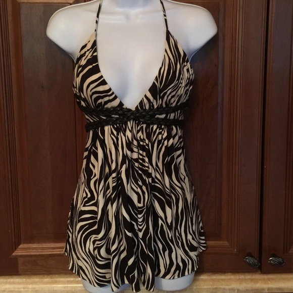 LEATHER ACCENT halter top