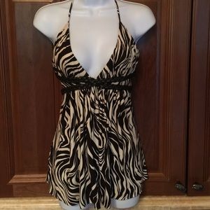 LEATHER ACCENT halter top