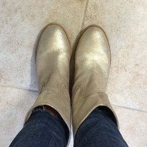 Gold leather booties