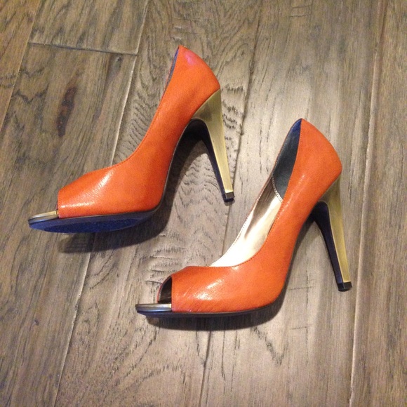 Aldo Orange Peep Toe Heels