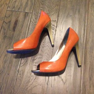 Aldo Orange Peep Toe Heels
