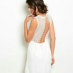 White cut out Lace back dress