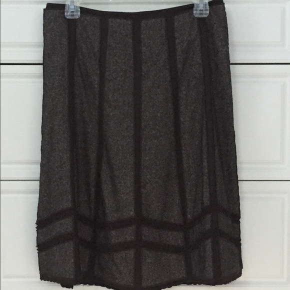 Saltaire brown tweed skirt w satin ribbon accent