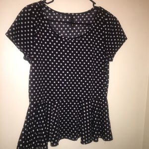 Black and white peplum top