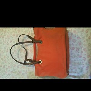 Authentic Michael Khors Orange Tote 10" H x 17" W