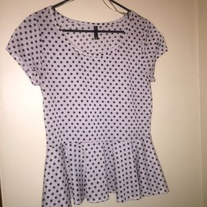 White and black polka dot peplum top