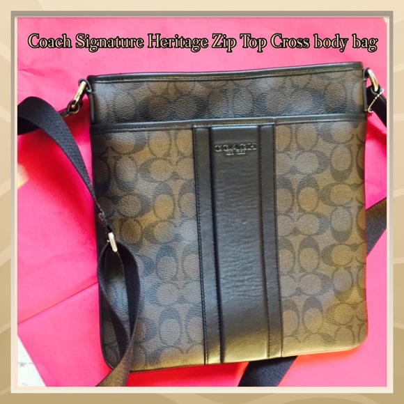Coach Signature Heritage Zip top Cross body p/m#11 - Picture 2 of 4