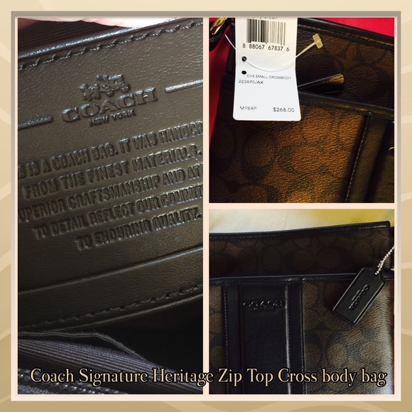 Coach Signature Heritage Zip top Cross body p/m#11 - Picture 4 of 4