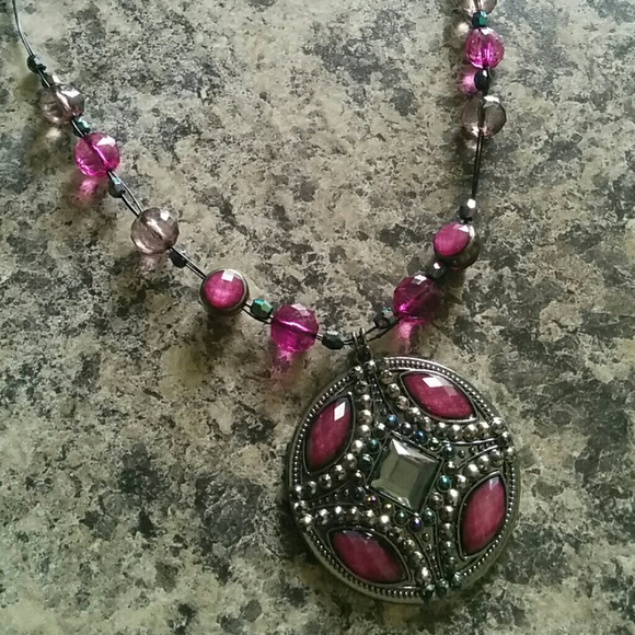 Purple and metallic necklace