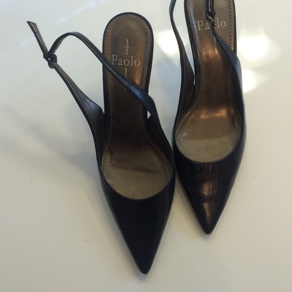 Linea Paolo Navy Blue Leather Sling-Back Pumps 9