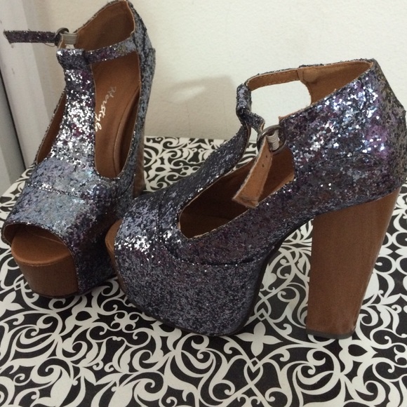 silver sparkly heels