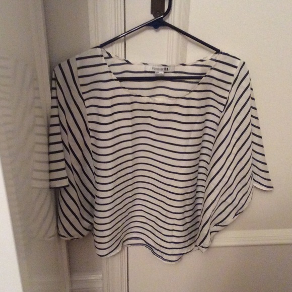 Green and white striped top