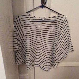 Green and white striped top