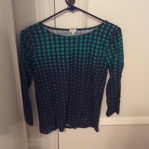 Polka Dotted J. Crew 3-quartered sleeve top