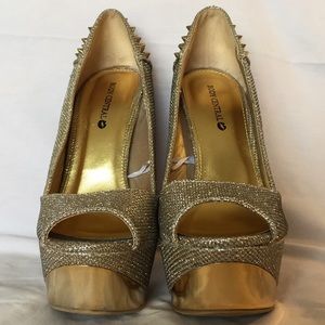 Sparkly Gold Stud Back Pumps
