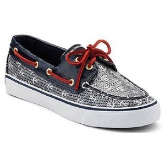 Blue, Red & White Sequin Anchor Sperrys