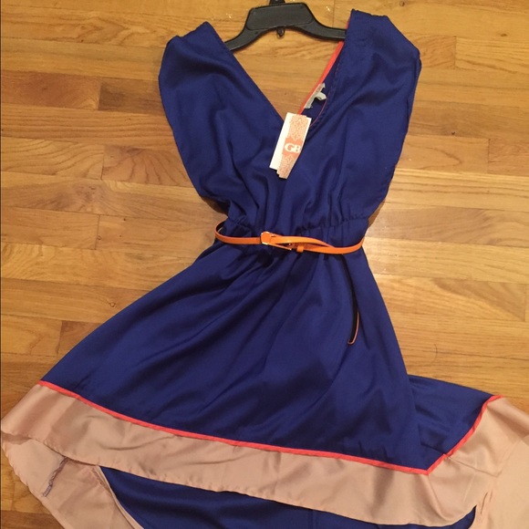 Gianni Bini Dresses & Skirts - Gianni Bini blue high low dress with orange accent