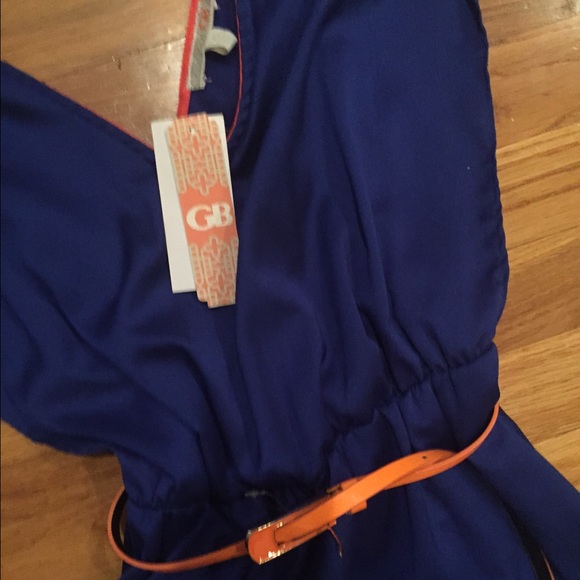 Gianni Bini blue high low dress with orange accent - Picture 2 of 3