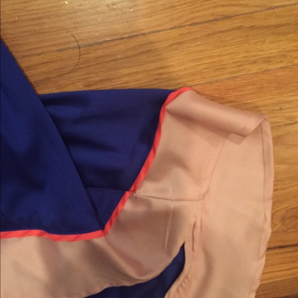 Gianni Bini blue high low dress with orange accent - Picture 3 of 3