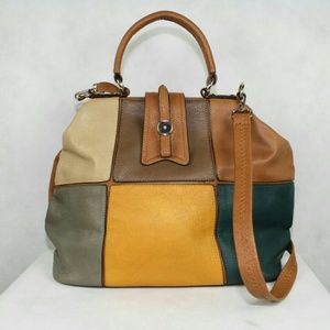 BLACK RIVET MULTICOLOR FAUX LEATHER SHOULDER BAG!