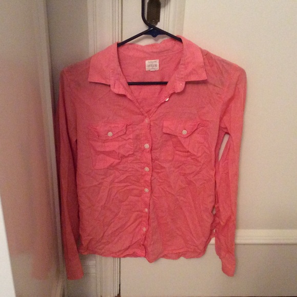 Peach Collared long sleeved J. Crew shirt