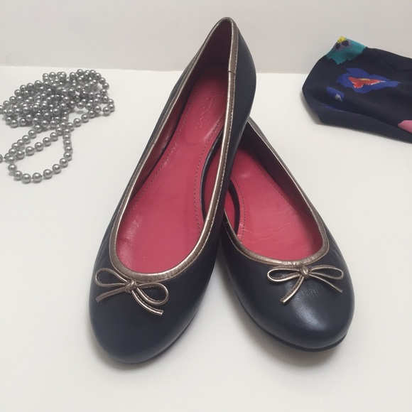 Boden New Navy Ballet Flats with Silver Lining