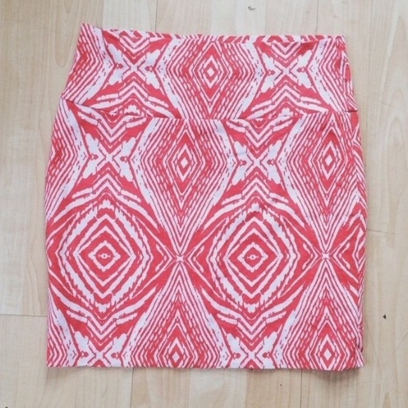 Coral and White Bodycon Skirt