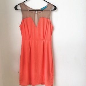 Francesca's Coral Mesh Dress