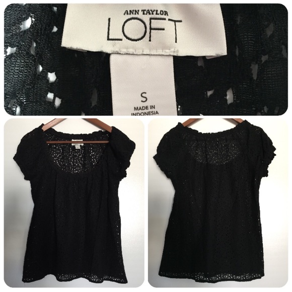 🚫Sold🚫LOFT black lace cotton top sz S. Sheer. - Picture 2 of 4