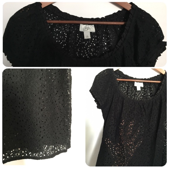 🚫Sold🚫LOFT black lace cotton top sz S. Sheer. - Picture 3 of 4