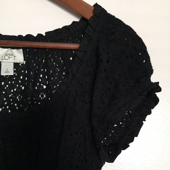 🚫Sold🚫LOFT black lace cotton top sz S. Sheer. - Picture 4 of 4