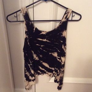 Black and nude tie-dye crop top